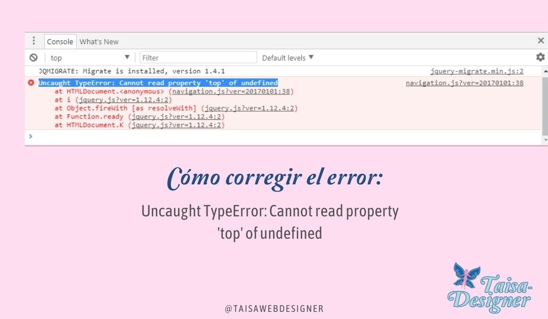 Cómo resolver el error Uncaught TypeError Cannot read property 'top' of undefined en WordPress