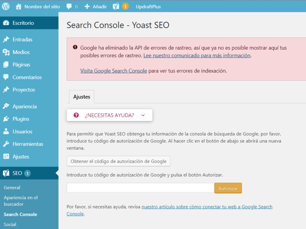 Cómo conectar tu web a la Search Console
