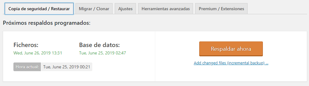 Cómo hacer una copia de seguridad en WordPres con UpdraftPlus
