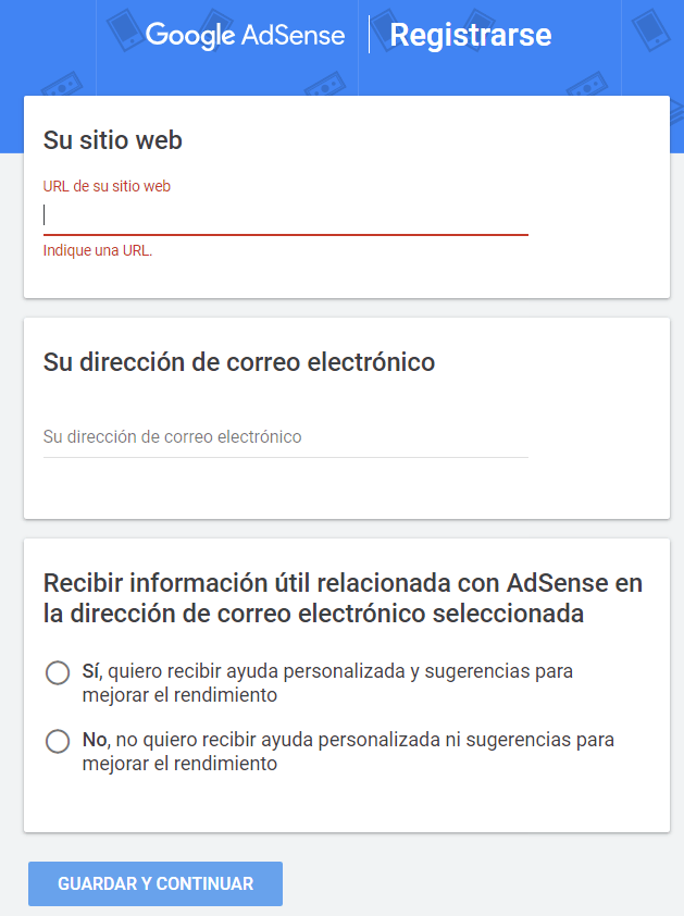 Cómo registrarse en AdSense