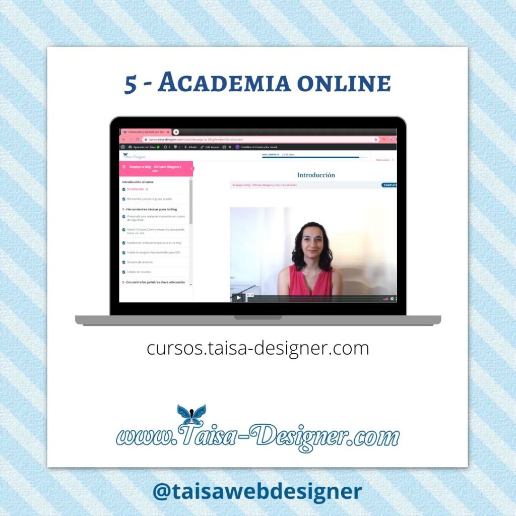 Tipos de páginas web: Ejemplo de Academia Online de cursos