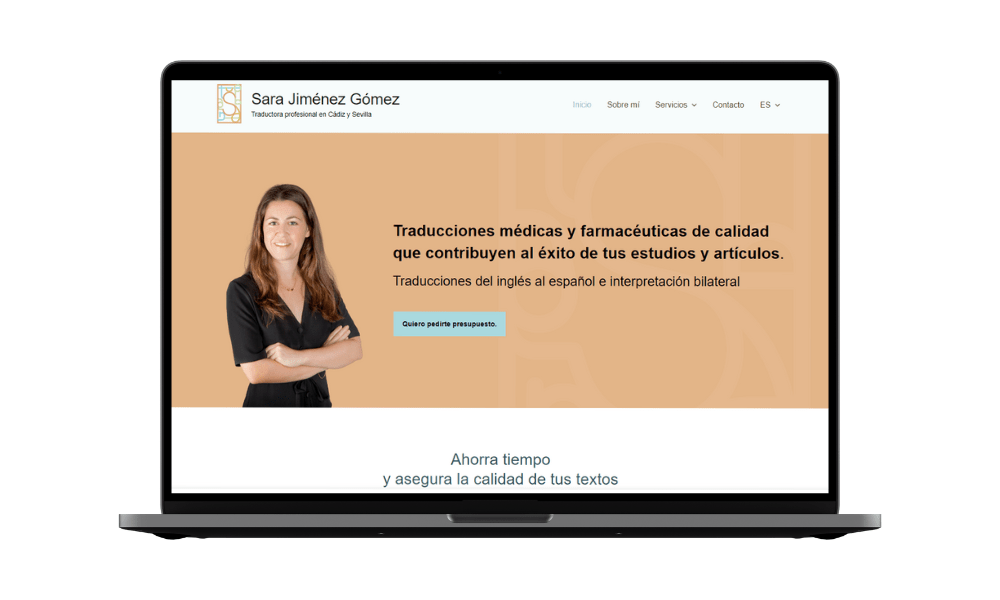 Diseño web para traductora ingles a español - Sector médico farmacéutico - Sara Jimenez Gomez 